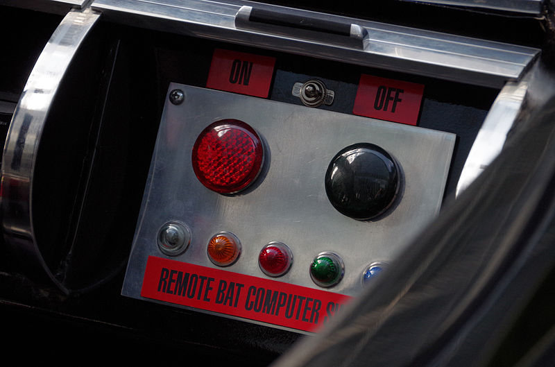 The Batmobile at the London 2014 Motor Expo at Canary Wharf. Bat computer! source