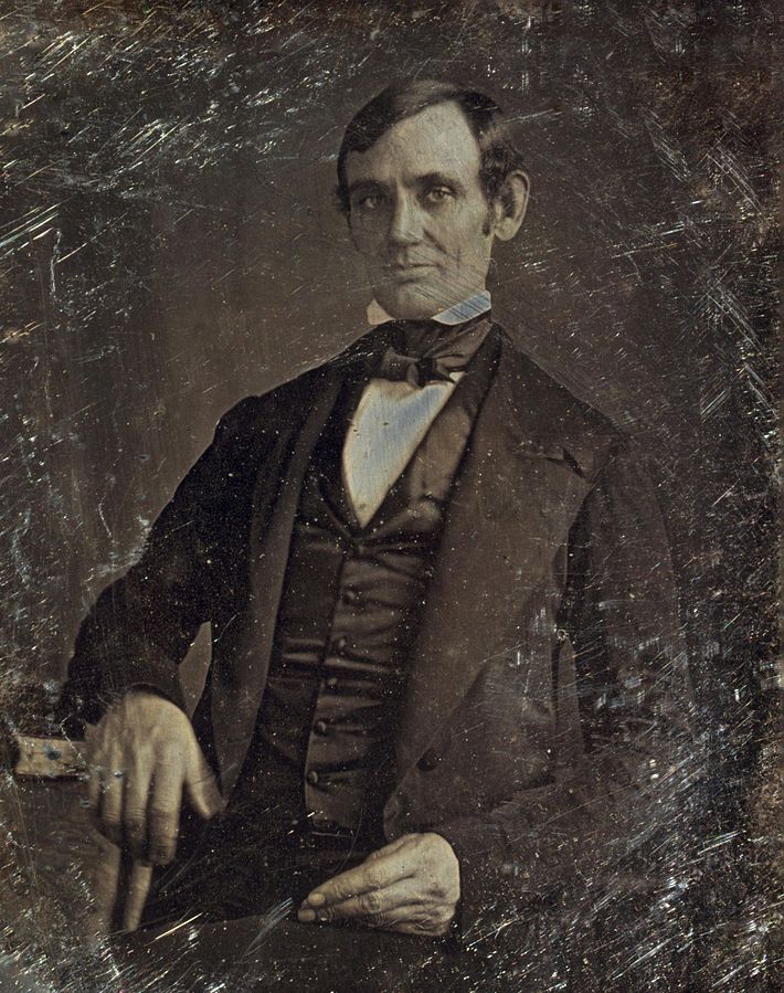 The first authenticated image of Abraham Lincoln was this daguerreotype of him as U.S. Congressman-elect in 1846, attributed to Nicholas H. Shepard of Springfield, Illinois. source