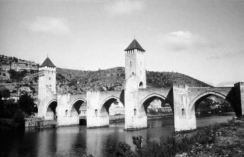 The fortified 14th century bridge Pont Valentré over the Lot River at Cahors