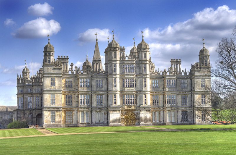 The front of Burghley House in Peterborough