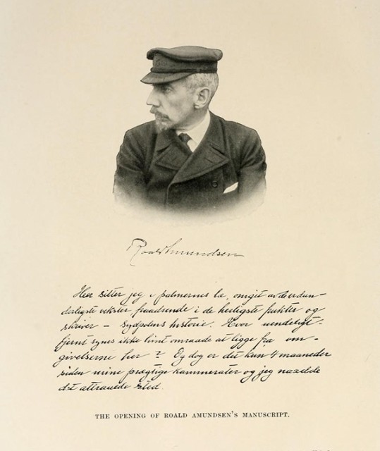 The opening of Roald Amundsen’s manuscript