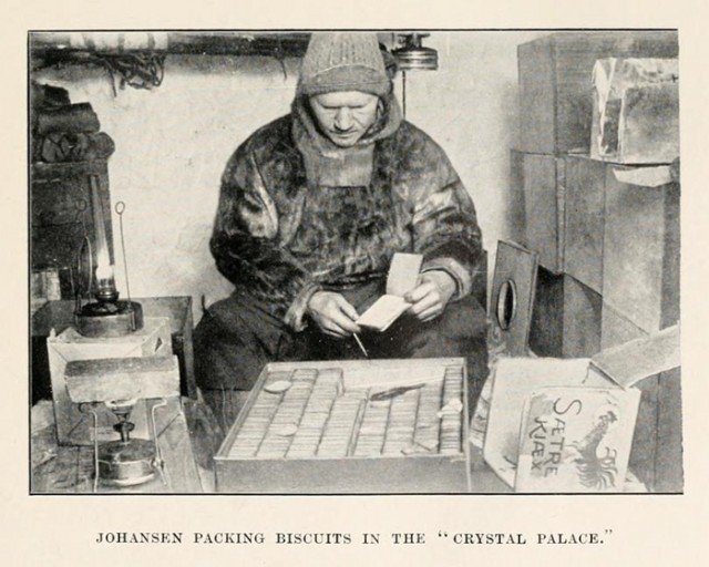 Johansen packing biscuits in the “Crystal Palace“