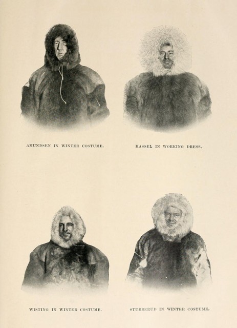 Amundsen in winter costume/ Hassel in working dress/Wisting in winter costume/ Stubberud in winter costume