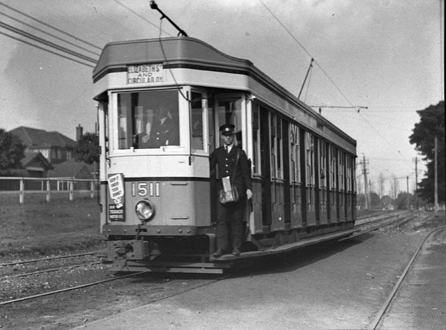 Sydney "toastrack" tram no. 1511, Moore Park, June 1938 / Sam hood.