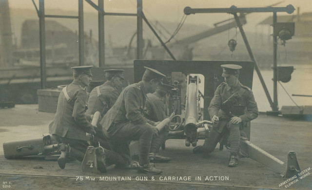 75 mm Mountain Gun and Carriage in action.
