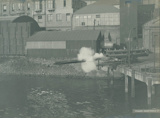 Firing torpedoes on the River Tyne.