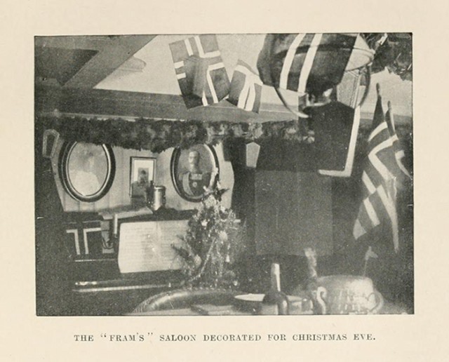 The “Fram’s“ saloon decorated for Christmas eve