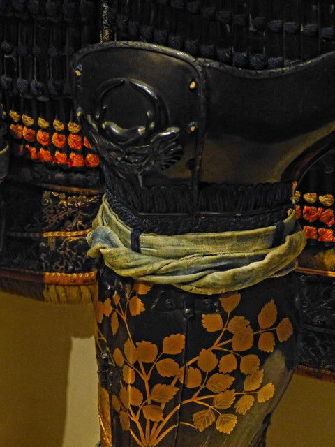 Closeup of the knee guard of the Yokohagidō Armor 18th century CE Japan.