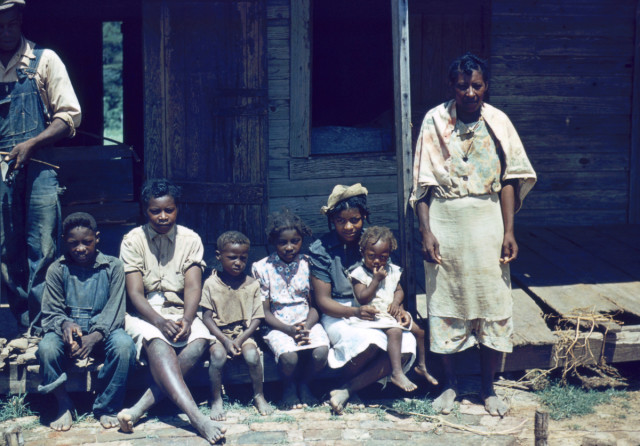 A family at Bayou Bourbeau plantation, a Farm Security Administration cooperative in Louisiana.