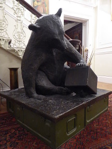 A sculpture of Wojtek the soldier bear, by artist David Harding, on display in the Polish Institute and Sikorski Museum, London. source