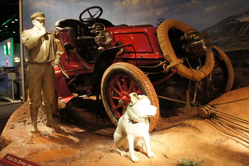 Exhibit at the National Museum of American History recreating H. Nelson Jackson first successful North American transcontinental automobile trip in a 1903 Winton touring car, the Vermont. Source