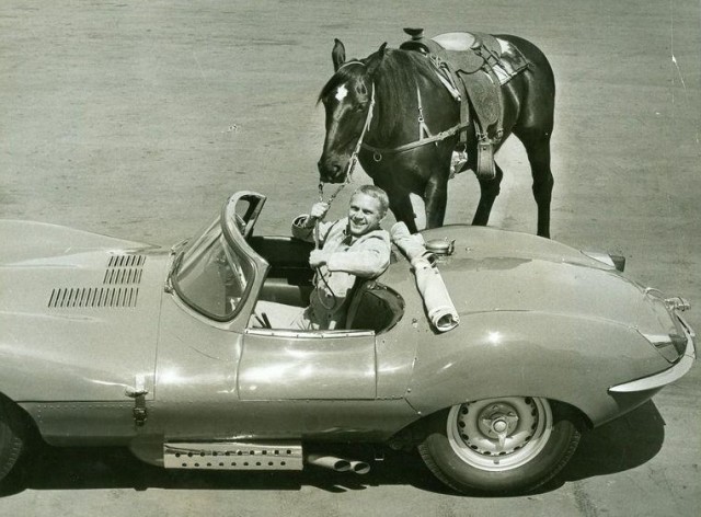 McQueen with two forms of transportation in 1960