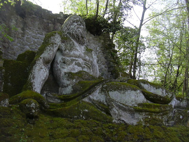 Neptune statue in the gardens of Bomarzo. source