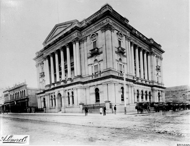 Queensland National Bank building in Queen Street, Brisbane, ca. 1889. source