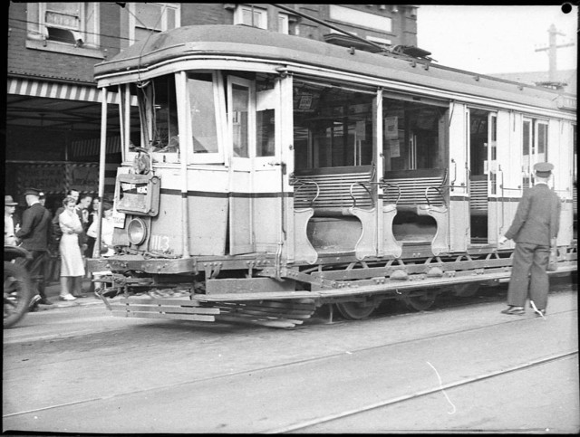 Tram smash at Bondi Junction, 1939 by Sam Hood.
