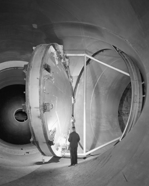 A 24-foot swinging valve in the 10 x 10-foot Supersonic Wind Tunnel.