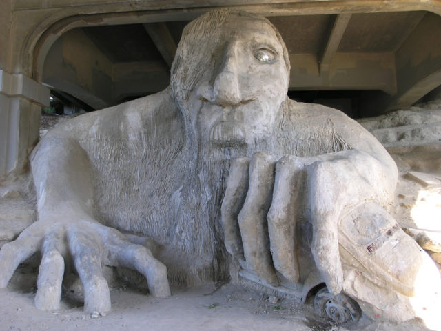 Built in 1990, the troll attracts thousands of tourist annually. source