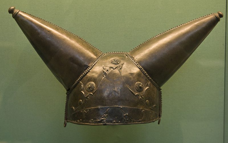 Horned helmet found in the River Thames at Waterloo Bridge, known as the Waterloo Helmet, now in the British Museum.Source