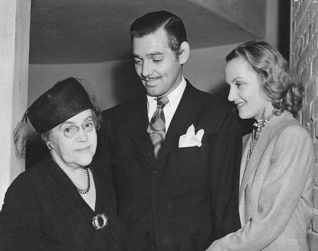 Photo of Clark Gable, Carole Lombard and Mrs. Elizabeth Peters, the mother of Carole Lombard