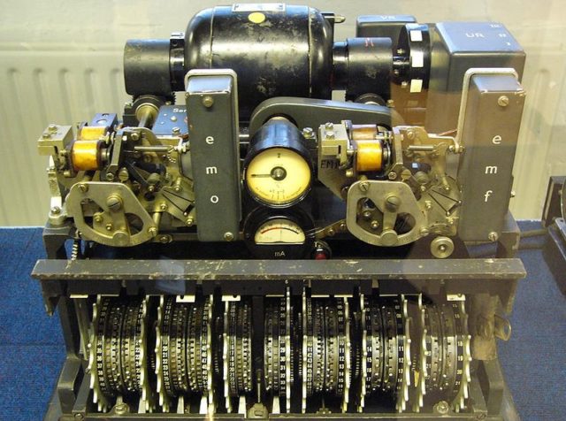 The Lorenz SZ42 machine with its covers removed. Bletchley Park museum.Source