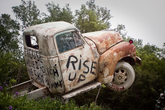 A 1948 Chevrolet pickup, and the first truck to be installed in Truckhenge. Source