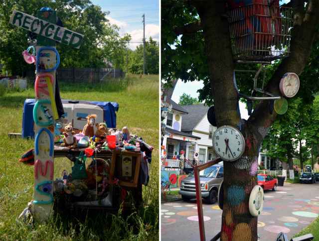 Guyton has covered a two-block area with hundreds of discarded items left by former residents.