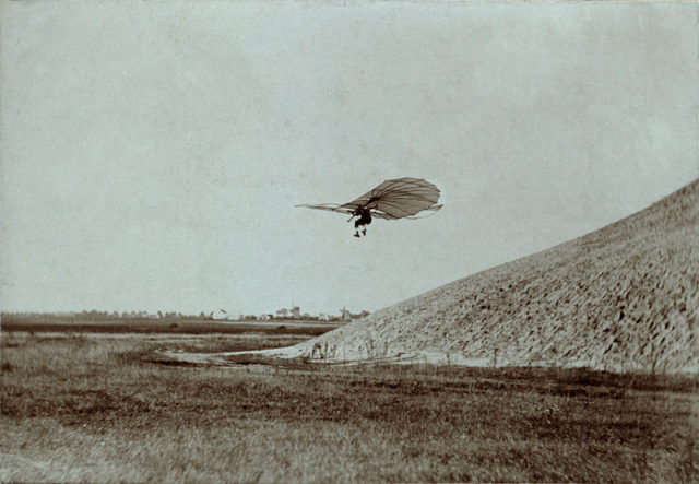 Lilienthal in mid-flight, c. 1895