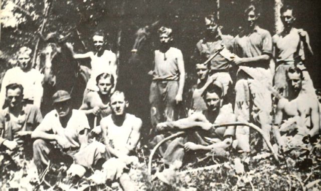 Camp Stark POWs posing for a photograph. Source