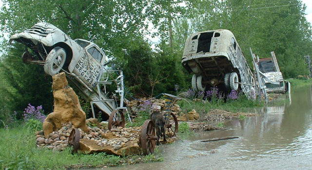 Truckhenge during the May 2007 floods. Source