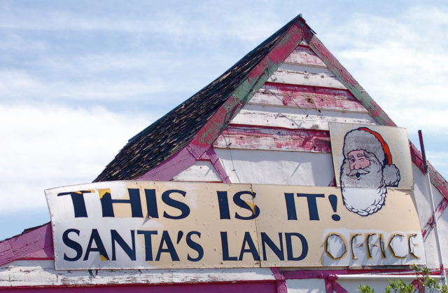 The town of Santa Claus was established in the mid 1930's by a real estate developer named Nina Talbot. Source
