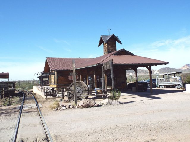Different view of the 19th Century Goldfield Railroad Station. Source