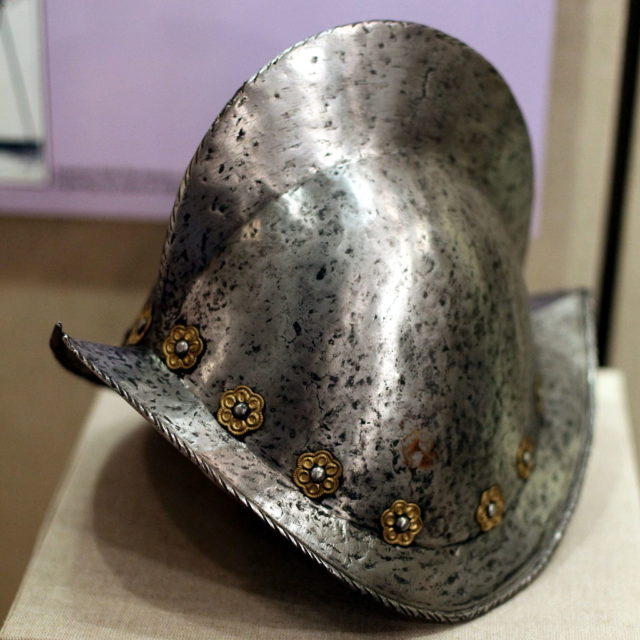 Morion helmet, c. 16 or 17th century, probably Spanish.Source