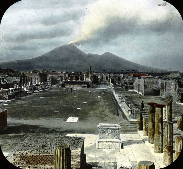 Pompeii, Italy. Pompeii - Forum and Vesuvius. Brooklyn Museum Archives, Goodyear Archival Collection Source