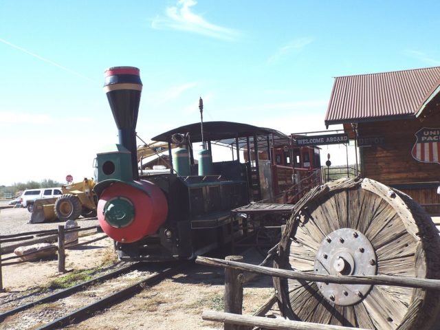 The 19th Century Railroad Station of Goldfield. Goldfield has the only narrow-gauge railroad in operation in Arizona. Source