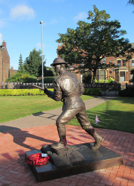 Statue of Thomas Jones in the Memorial Garden, Runcorn. Source