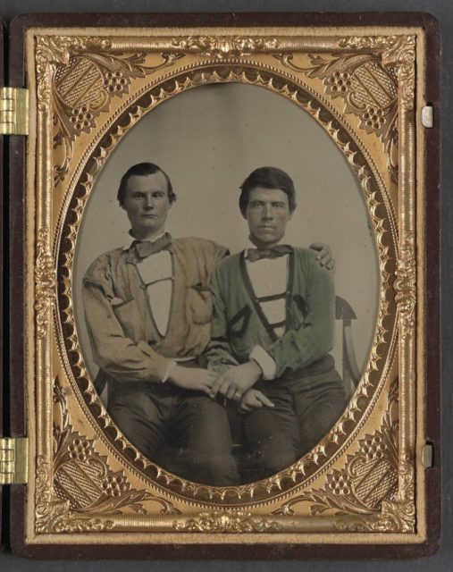 Unidentified soldiers in Trans-Mississippi Confederate battle shirts.