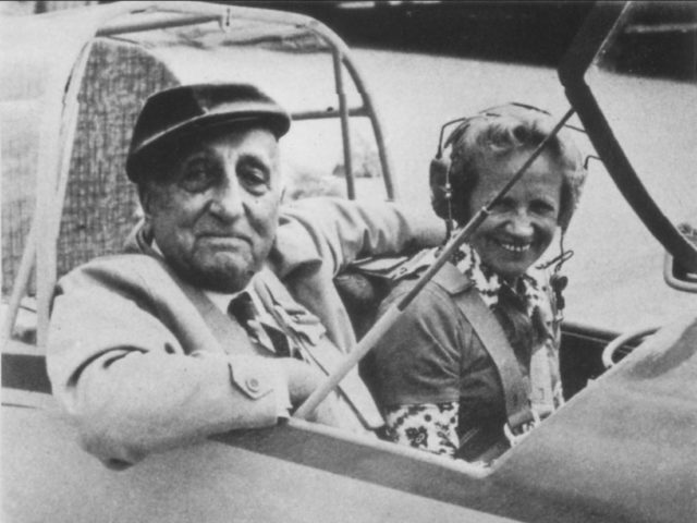 Hanna Reich and Nazi propaganda filmmaker Karl Ritter in a glider, 1968. Source