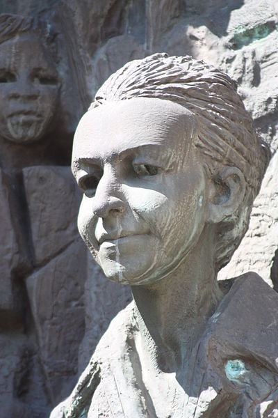 A sculpture of Zhivkova in Sofia.