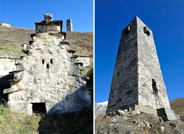 At the back of the complex there is a tower to watch over the dead. Source
