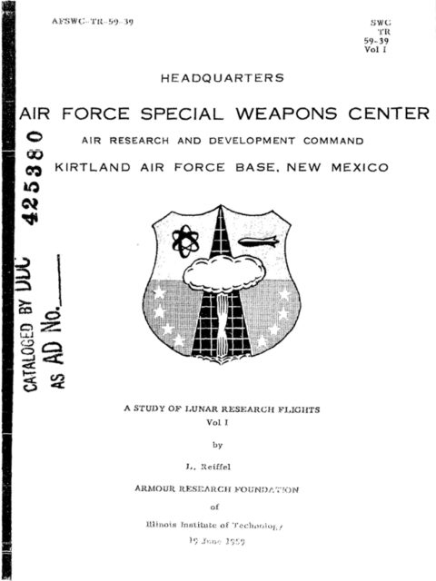 Cover of A Study of Lunar Research Flights – Volume I .Source