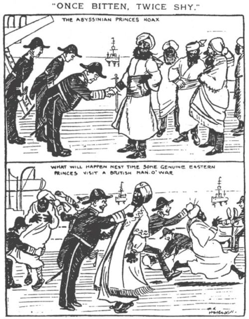 Daily Mirror cartoon, February 1910. By William Haselden - Originally published in Daily Mirror, February 1910Downloaded from http://www.clemson.edu/caah/cedp/cudp/scr/articles/scr_38-2_gerzina_essay.pdf : "Bushmen and Blackface: Bloomsbury and Race" by Gretchen Holbrook Gerzina., PD-US, https://en.wikipedia.org/w/index.php?curid=30908767