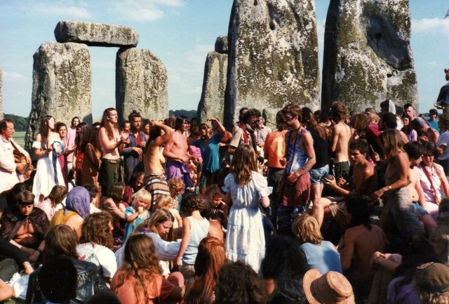 Dancing inside the stones, 1984 free festival.Source