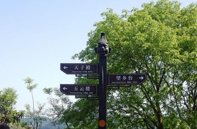 Directions sign in front of the city. Source
