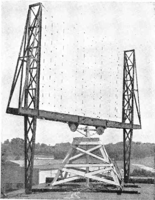 Antenna of one of the first experimental radars being developed during the late 1930s in the US. Source