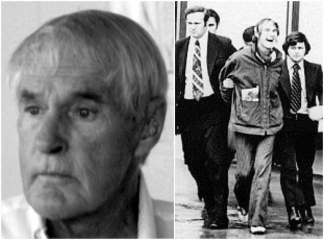 Left photo - Leary in 1989. By Philip H. Bailey (E-mail) - Own work, CC BY-SA 2.5, https://commons.wikimedia.org/w/index.php?curid=825337, Right photo - Leary arrested by the DEA. Wikipedia/Public Domain 