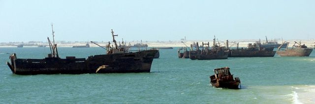 Over 300 rusting ships have accumulated over the years. Source
