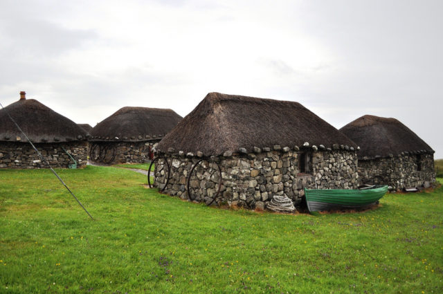 Restored black house in a museum on Trotternish, Skye. Source