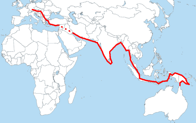 Map of Speck's kayak journey from Germany to Australia. Source