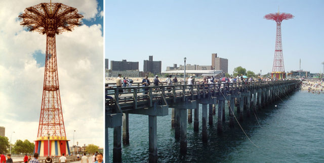 The Parachute Jump, acquired by Steeplechase from the 1939 New York World's Fair, still stands today. Source1 Source2