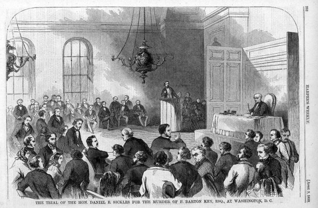 The trial of Sickles. Engraving from Harper's.
